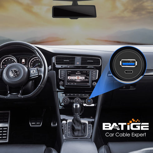 BATIGE USB 3.0 to Type C 3.0 Car Mount Flush Cable Dual Port Male to Female Extension Waterproof Cable for Car Truck Boat Motorcycle Dashboard Panel - 3ft