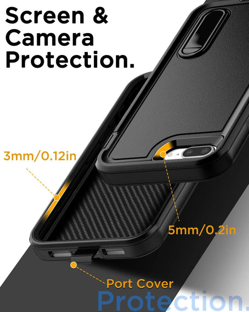 AICase iPhone 8 Plus/7 Plus Case: Rugged Shockproof, Heavy Duty Drop Protection, Built-in Kickstand & Glass Screen