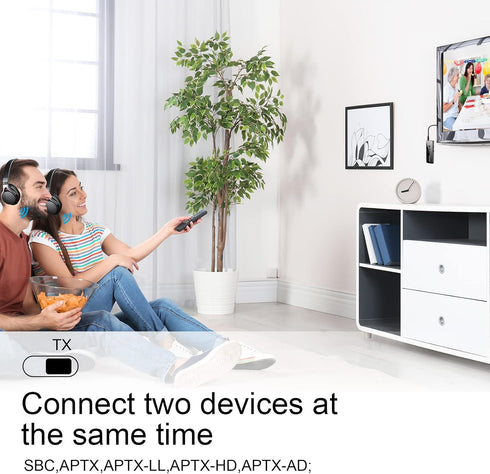 Upgraded Bluetooth 5.3 Transmitter Receiver, Audio Adapter for Airplane/TV/Car, Low Latency, 3.5mm Jack, Pair 2