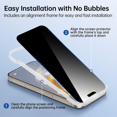 SYNCWIRE 2-Pack Privacy Screen Protector for iPhone 15 Pro Max - 9H Hardness, True 28° Anti Spy, Easy Install, Bubble