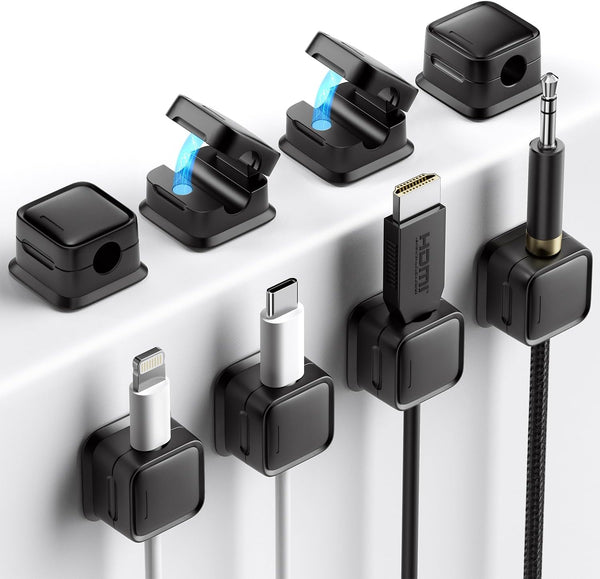8 Pack Cord Organizer Holder, Costop Strong Adhesive Magnetic Desk Cable Management for Home, Office, Car