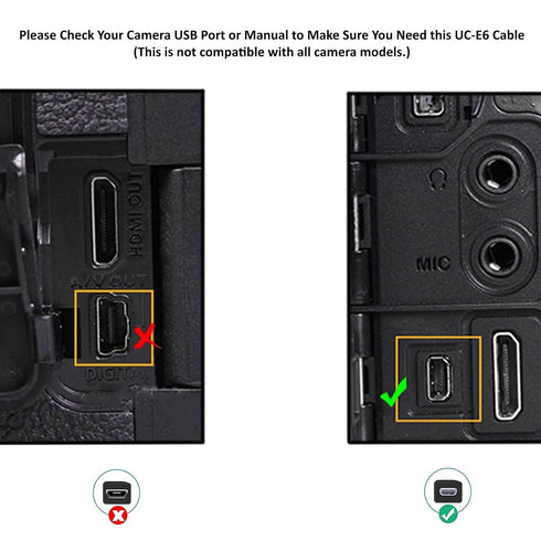 USB Cable Photo Transfer Charger Cord UC-E6 for Nikon D3300, D750, D5300, D7200, D3200, Coolpix