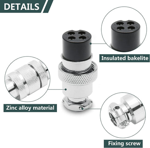 2 Sets Aviation Connector 4P 10A GX20-4 Waterproof Metal Male Female Wire Panel Power Fittings