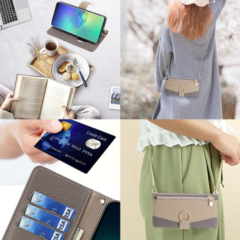 Asuwish Wallet Phone Case for Samsung Galaxy S10 Plus - Gray, with Screen Protector, Mirror Flip, Card Holder & Strap.