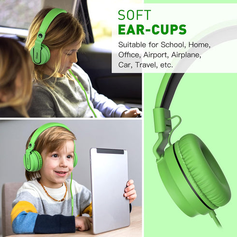 rockpapa 950 Wired Headphones for Kids with Microphone, On-Ear Foldable Corded Headphones with 3.5mm Jack
