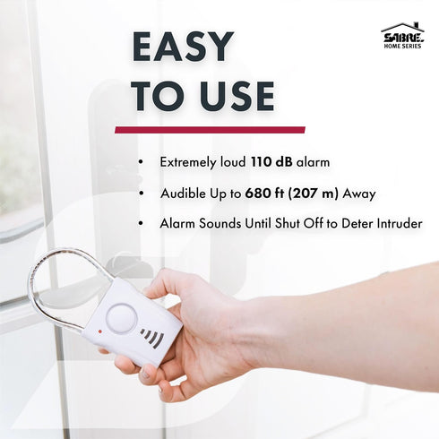 SABRE 110dB 680 3 Settings, Door Handle Alarm, Extremely Loud Wireless Audible Up To Ft Away, Hangs Off Door Knob