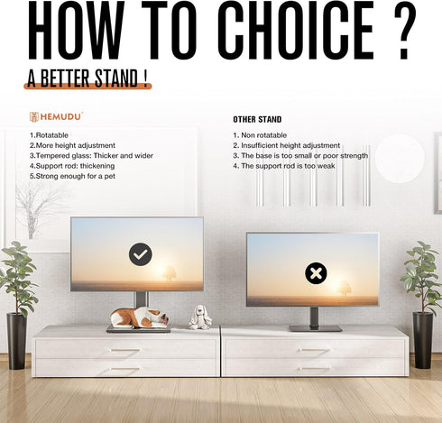 Hemudu 27 30 32 39 40 42 43 49 50 55 60 Inch 88 lbs, 9 Universal TV Stand/Base Table Top TV Stand with Wall Mount
