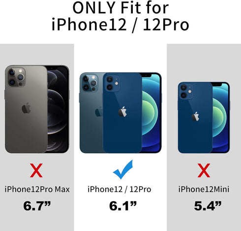 Classy Blue Luxury Leather Phone Case for iPhone 12 & 12 Pro (2020, 6.1”) - Non-Slip Grip Ultra Slim Protective