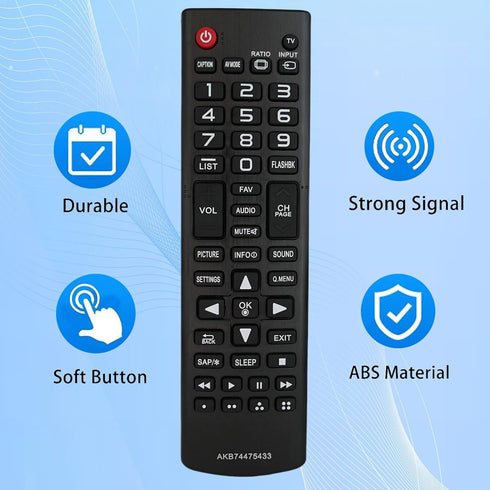 Replacement Remote Controller for LG LED TV, Compatible with 24LB451B, 24LF452B, 49LB5550-UC, 55LB5550, 65UF6700-UC