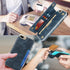 Cavor Wallet Case for iPhone 7 Plus and 8 Plus, Card Holder with Strap, PU Leather Shockproof, Blue