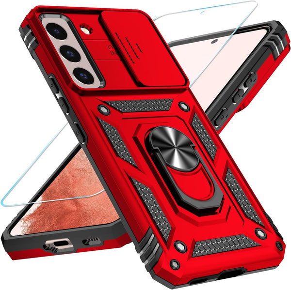 SunStory Samsung Galaxy S22 5G Case with HD Screen Protector, Kickstand & Slide Camera Cover, Military-Grade Protection