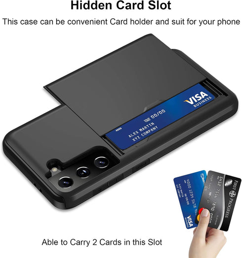 Jiunai Samsung Galaxy S21 Plus Case - Dual Layer Hard PC & Soft TPU Wallet Case with Credit Card Holder for 6.7'' 5G