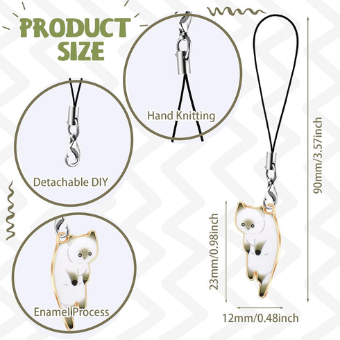 Yinkin 6 Pieces Kawaii Cat Charm for Mobile Phone - Cute Hanging Cat for Backpack, Wallet, Keychain Pendant