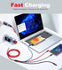 Multi Charging Cable 2Pack 6ft - Fast 3.5A USB Charger Cord, 4 in 1 for iPhone, Samsung Galaxy, PS, Tablets & More.