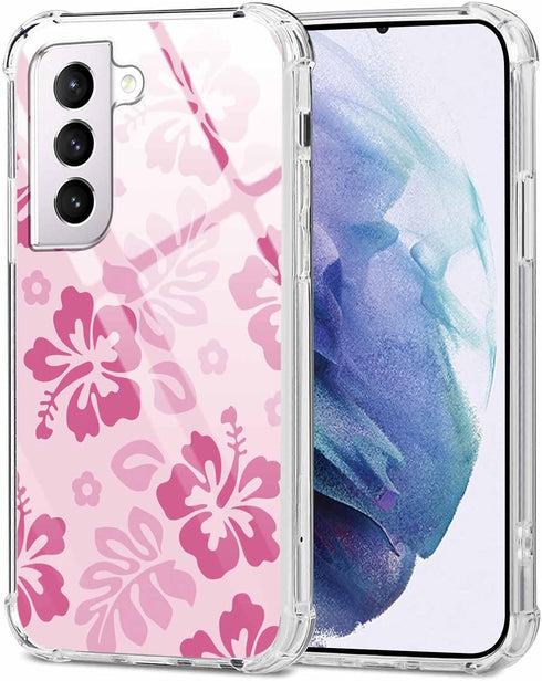 Yomjew 2 Pack S21 5G 6.2", Cute Clear Floral Phone Case for Samsung Galaxy Preppy Flowers Pattern Protective Soft Slim