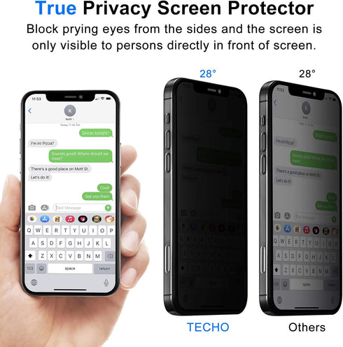Privacy Screen Protector Compatible with iPhone 12 Pro Max Anti Spy Tempered Glass Film (Edge to Edge Full Coverage) (Case Friendly) (2 PACK) (6.7 inch)