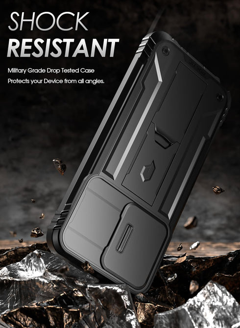 Poetic Revolution Case for Motorola Moto G Stylus 5G 2024, Black Rugged Shockproof Cover with Kickstand