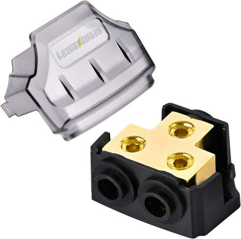 0/2/4 Gauge in 0/2/4 Gauge Out Copper Power Distribution Block for Car Audio Splitter (1 in 2 Out)