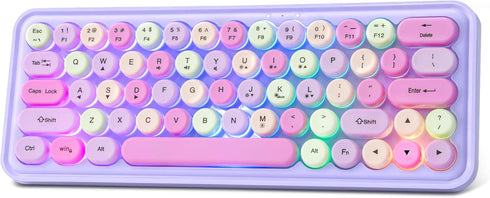 HongCai Wired RGB Creamy Typewriter Keyboard. 65 Percent Retro LED Membrance Gaming Keyboard.