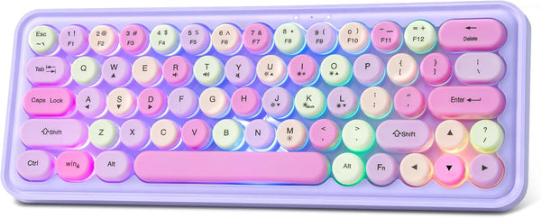 HongCai Wired RGB Creamy Typewriter Keyboard. 65 Percent Retro LED Membrance Gaming Keyboard.