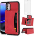 Asuwish Moto G Stylus 2022 4G Wallet Case with Tempered Glass, PU Leather, Credit Card Holder, Red - XT2211DL XT2211
