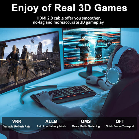 25 4K 18Gbps 2.0, PS5/PS4, FT HDMI Cable, High Speed HDMI Ultra HD, Ethernet, ARC, HDR Compatible with Xbox, HDTV