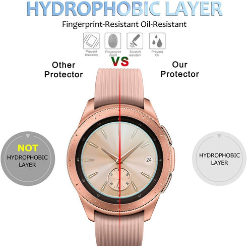 4-Pack Tempered Glass Screen Protector for Samsung Galaxy Watch 4 Classic 42mm, Galaxy Watch 42mm, & Galaxy Watch 3