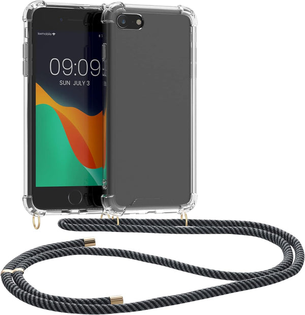 kwmobile Crossbody Case for iPhone SE (2022/2020) / iPhone 8 / 7 - Clear TPU Cover with Lanyard Strap