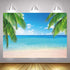 7x5ft Summer Beach Photography Backdrop, Sea Ocean Palm Leaf Background for Wedding & Party Supplies