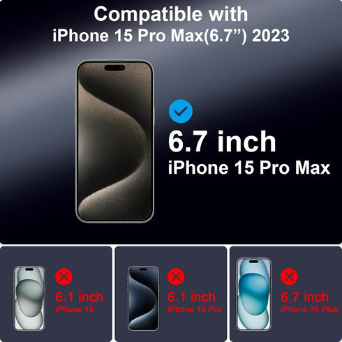 iPhone 15 Pro Max Privacy Screen Protector, 6.7" Tempered Glass, 9H Hardness, Edge to Edge, Anti-Spy, 2 Pack.