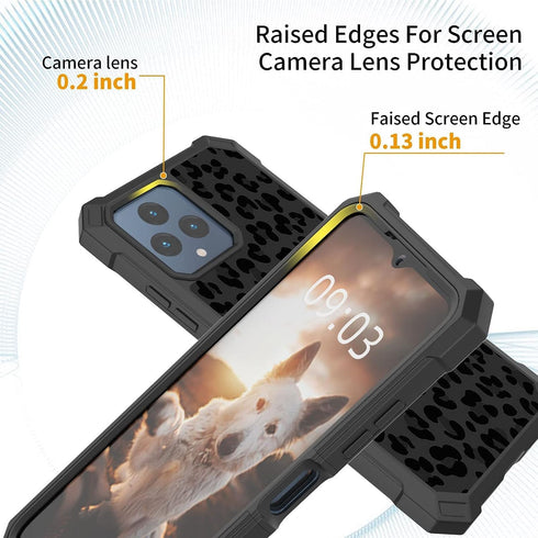 Shop T-Mobile REVVL 6 5G Phone Case with Screen Protector, Slim TPU Bumper Cover, Black Leopard Print, Rugged Corners.