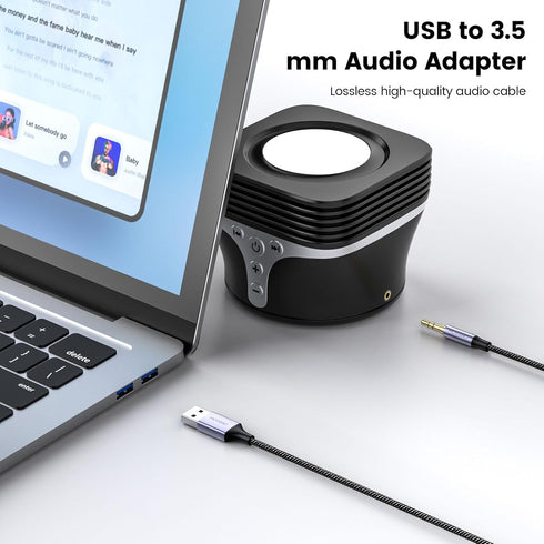 MOSWAG USB to 3.5mm Adapter, USB Male to 3.5mm Male AUX Stereo Audio Converter, Nylon Braided Cable