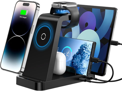 5 in 1 Wireless Charger Station for iPhone - Fast Charging Dock for Multiple Devices: Apple Watch, AirPods, iPhone 15