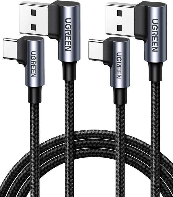 UGREEN 6.6FT USB to USB C Cable, 90 Degree Fast Charging for iPhone 15, Samsung Galaxy S10, Pixel 7, LG G8, Switch.