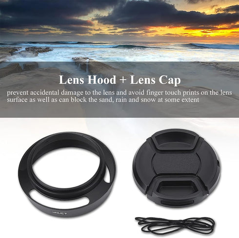 Camera Lens Hood, 43mm Black Metal Lens Hood with Plastic Lenses for Leica Photography Accessory