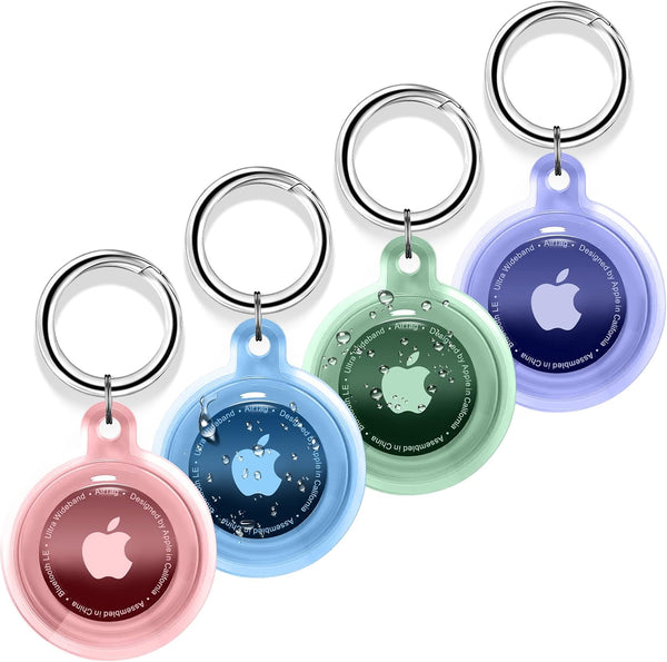 4 Pack Airtag Holder, Waterproof Apple Air Tag Case with Keychain, Shockproof & Dustproof Holders for Tracking