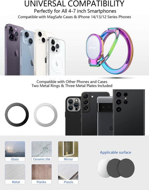 Magnetic Phone Grip for MagSafe Ring Holder - Allengel Gym Magnetic Grip with Adjustable Stand for iPhone 14/13/12
