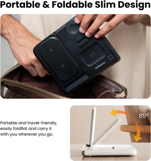 Jabees 4-in-1 15W Bedside Charging Dock: Wireless Charger + Night Light for iPhone, Samsung, Apple Watch & AirPods