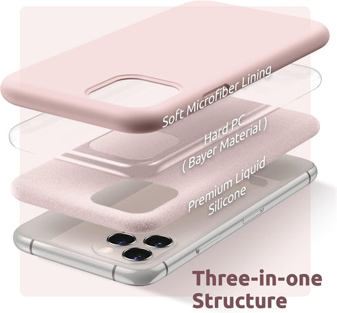 SURPHY iPhone 11 Pro Max Case, Thickened Liquid Silicone Phone Case with Microfiber Lining, Pink