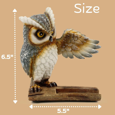 Needzo 5.5 6.5 Inches Wise Owl Phone Stand, Resin Animal Smartphone Holder, Home and Office Accessory, Novelty Gifts, x