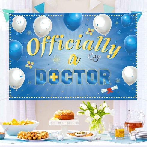 INNORU 6x4ft Officially a Doctor Backdrop Banner, Doctor Graduation Photography Backdrop Durable Fabric Congrats Grad