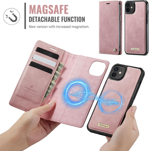 PlusnapX 12 12 2-in-1 12 Wallet Case for iPhone / iPhone Pro Compatible with Magsafe, PU Leather Flip RFID Blocking