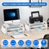 2-Tier AUPSEN White Monitor Stand Riser, Wood Computer Desk Organizer with Drawer, Pen Storage & Phone Holder, Office