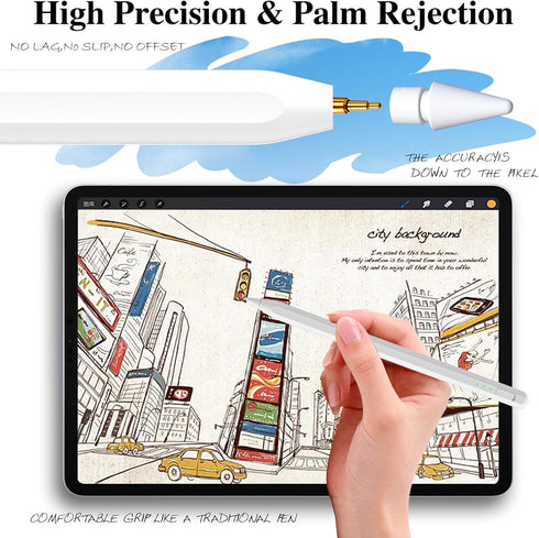 Stylus Pen for iPad 10 & 9th Gen, Faster Charge with Pencil Holder, Palm Rejection, for iPad Air and Pro 11/13-inch