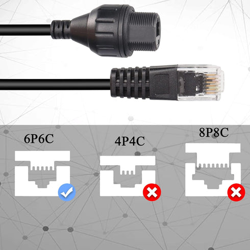 QIANRENON RJ11/RJ12 6P6C Waterproof Connector, CAT3 RJ12 Male to Female Outdoor Telephone Line Socket, IP67 Waterproof,