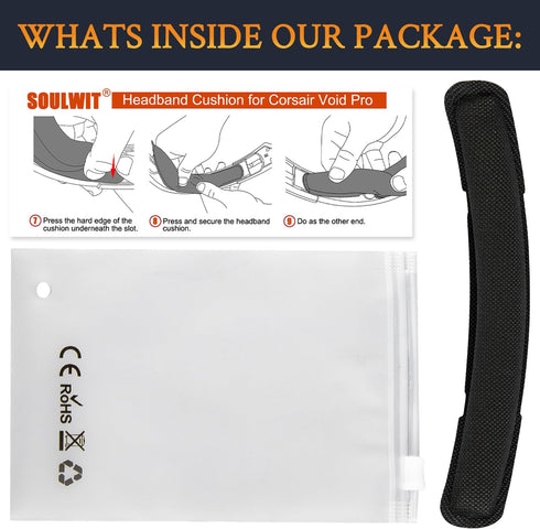 SOULWIT Replacement Mesh Fabric Headband Pad Kit for Corsair Void/Void Pro Gaming Headphones - Black