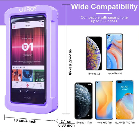 URROY Waterproof Shower Phone Holder, 360° Rotation Case, Anti-Fog High Sensitivity Universal Cover Mount Stand