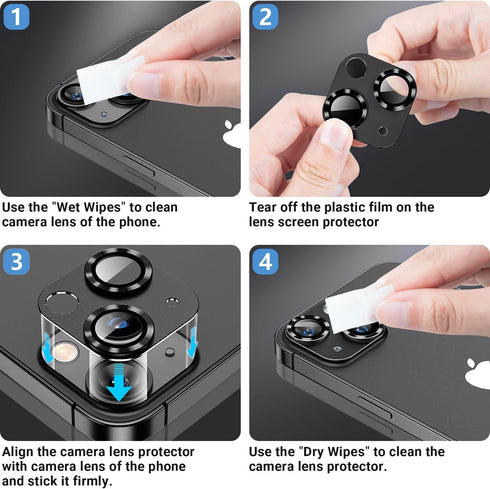 AFARER 2 Pack for iPhone 15/iPhone 15 Plus Camera Lens Protector, Metal Camera Cover with 9H Tempered Glass Screen