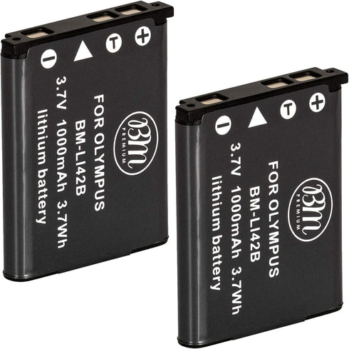 BM Premium 2-Pack LI-42B Batteries for Olympus Stylus 1040, 1050W, 1060, 1070, 1200, 7000, 7010, 7020, 7030, 7040