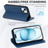 SHIELDON 15 2023, 15 6.1" Case for iPhone Genuine Leather Wallet Foldable Case with Kickstand RFID Blocking Card Holder